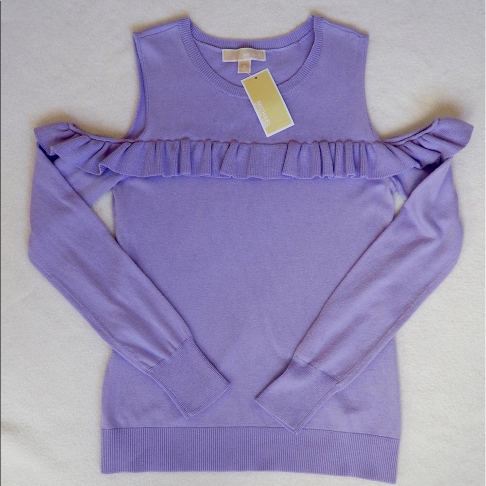 Michael Kors Cold Shoulder Ruffle Sweater (NWT)